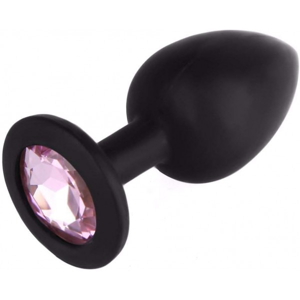 Taşlı Silikon Anal Plug Medium Siyah – Yumuşak Doku, Şık Tasarım