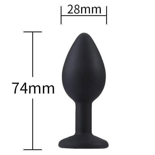 Taşlı Silikon Anal Plug Medium Siyah – Yumuşak Doku, Şık Tasarım