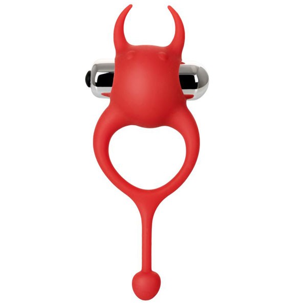 JOS NİCK Kuyruklu Penis Halkası, silikon, kırmızı, 13,5 cm
