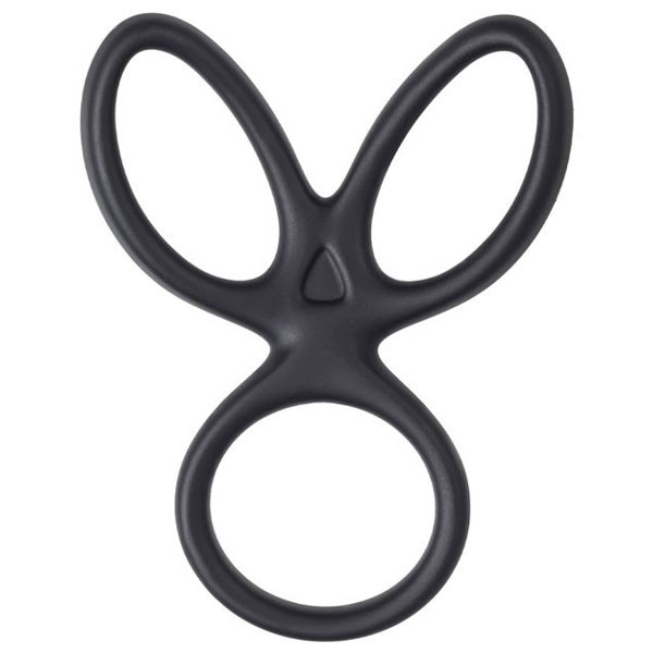 Kraken Üçlü Penis Halkası, Silikon, Siyah, 10 cm