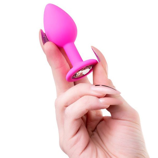 Taşlı Silikon Anal Plug Medium Siyah – Yumuşak Doku, Şık Tasarım