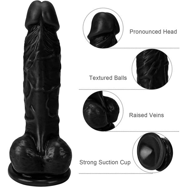 Vantuzlu Realistik Zenci Penis – 18 cm, Ultra Yumuşak ve Gerçekçi