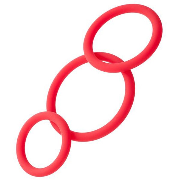 Penis Halkası Seti, Silikon, Kırmızı, Ø6/5/4 cm