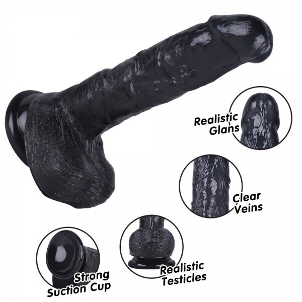 Vantuzlu Süper Gerçekçi Zenci Realistik Dildo - 22 Cm