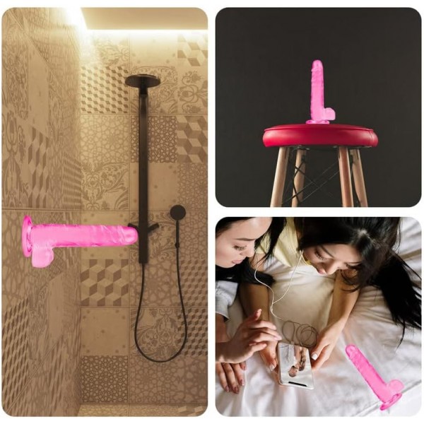 Pembe Gerçekçi Silikon Yapay Penis - 18 cm