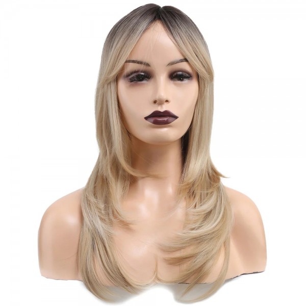 Platin Ombre ve Röfleli Sentetik Peruk