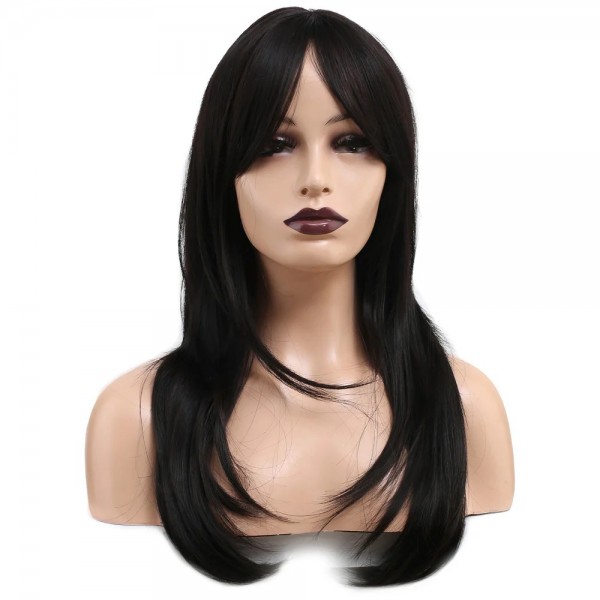 Katlı Kesim Perçemli Düz Fiber Sentetik Peruk