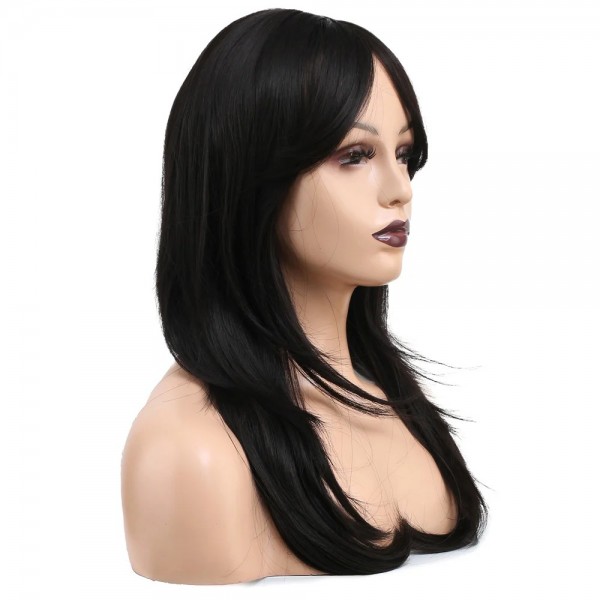 Katlı Kesim Perçemli Düz Fiber Sentetik Peruk