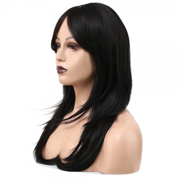 Katlı Kesim Perçemli Düz Fiber Sentetik Peruk