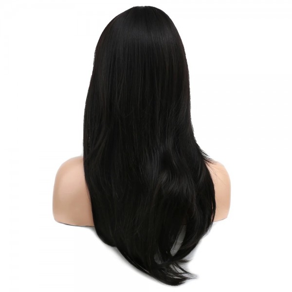 Katlı Kesim Perçemli Düz Fiber Sentetik Peruk