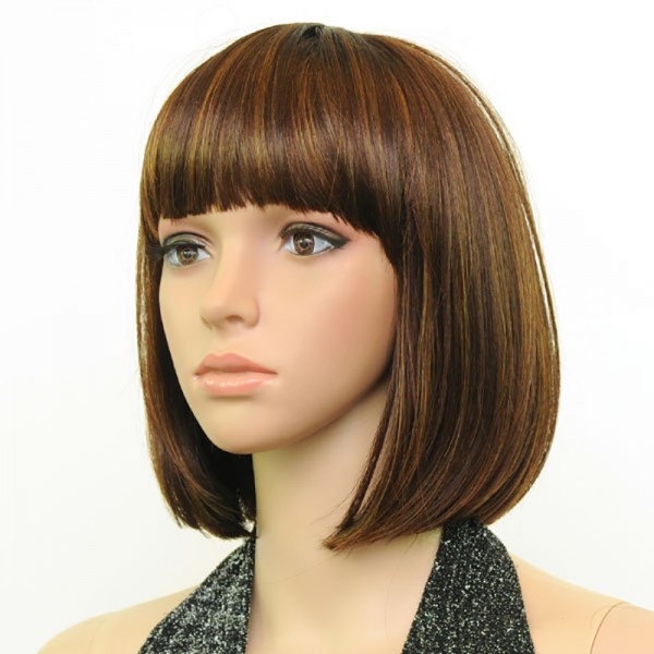 Sentetik Peruk Perçemsiz Kısa Düz - Kumral