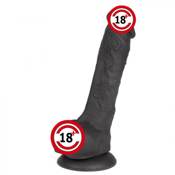 Güçlü Vantuzlu Silikon Yapay Penis - Siyah