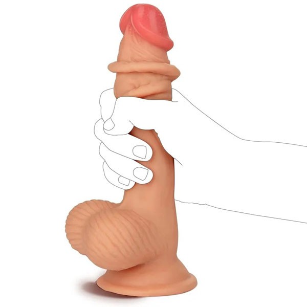 Kaydırmalı Cilt Çift Katmanlı Dildo - 19 Cm