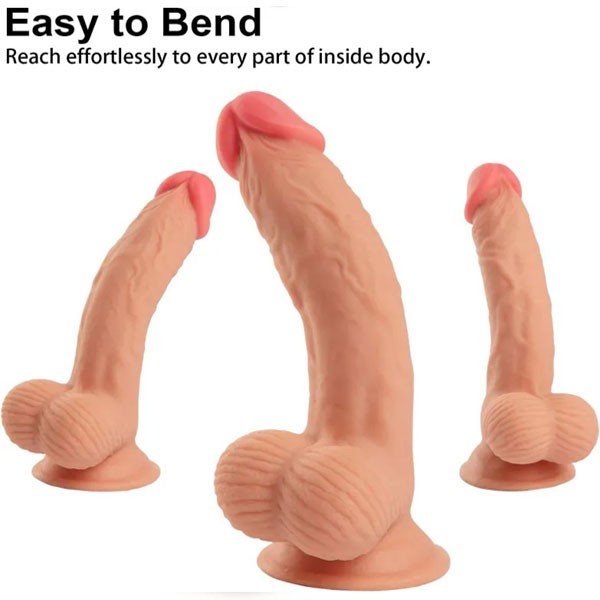 Kaydırmalı Cilt Çift Katmanlı Dildo - 19 Cm