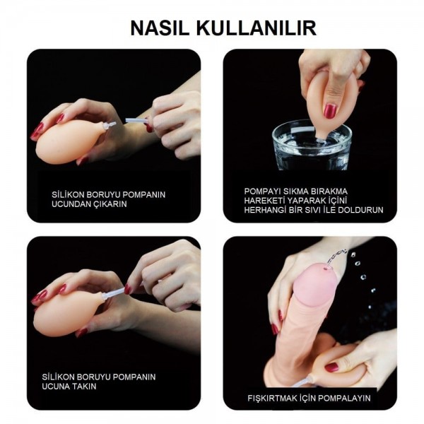 Su Fışkırtmalı Vantuzlu Ten Dokulu Penis 23 cm