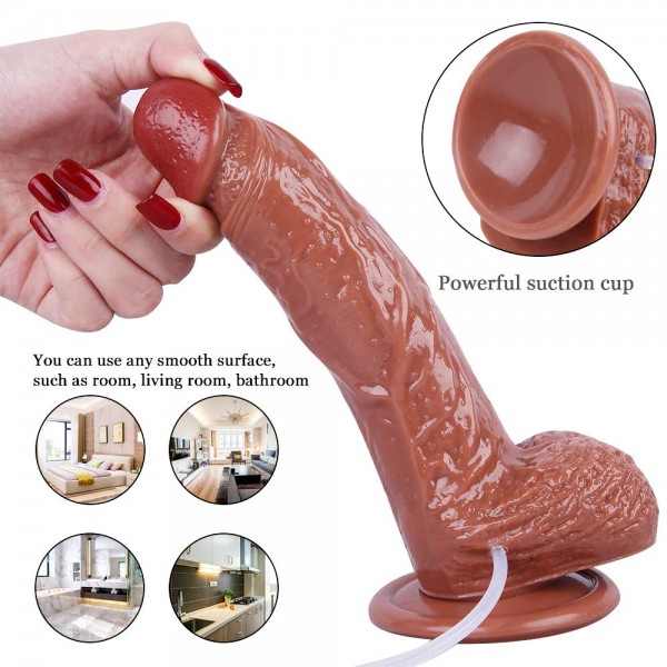 Çiftler İçin Fışkırtmalı Gerçekçi Yapay Penis - 19 cm