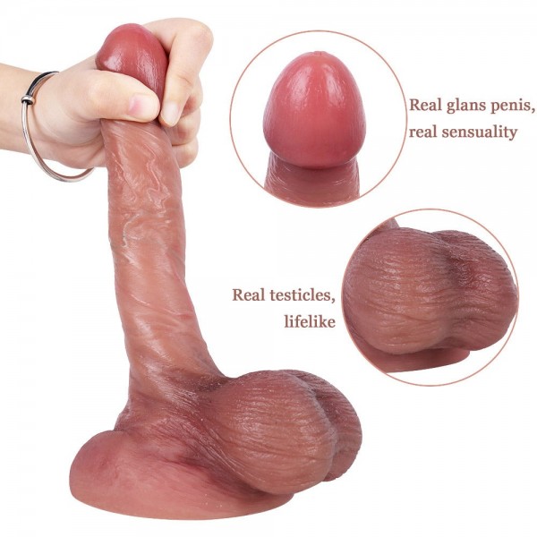 Çift Yoğunluklu Sıvı Silikon Güçlü Vakumlu Yapay Penis - 17 Cm