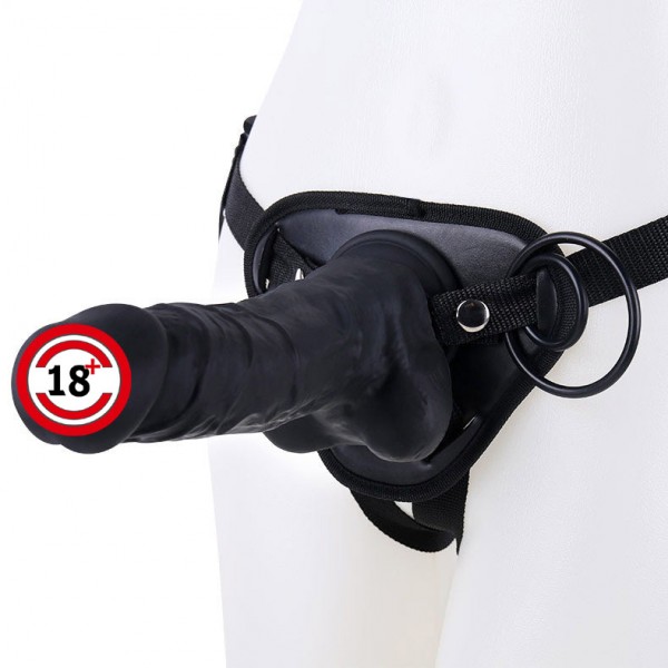 Siyah Sıvı Silikon Belden Bağlamalı Penis – 22 cm