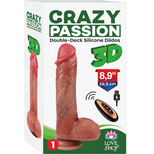 Crayz Çift Katmanlı 10 Fonksiyonlu Yukarı-Aşağı Titreşimli Dildo