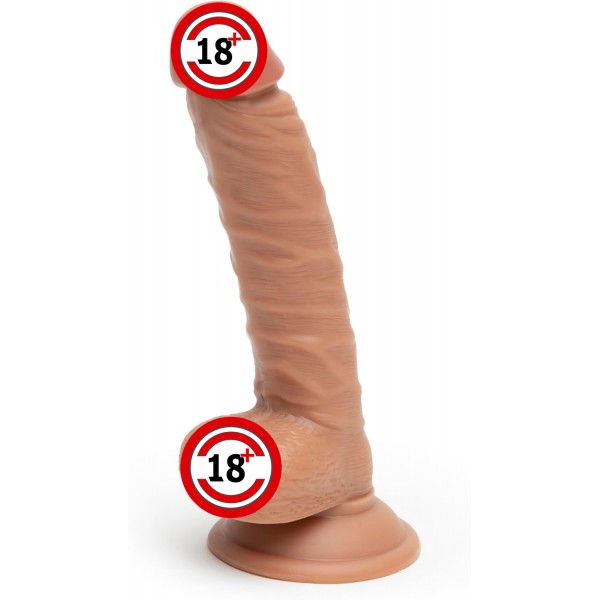 Gerçekçi 20 cm Dildo – Damarlı, Testisli Ve Vantuzlu