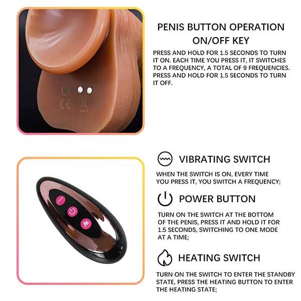 Isıtmalı İleri Geri Hareketli Şarjlı Uzaktan Kumandalı Gerçekçi Dildo – 25 cm