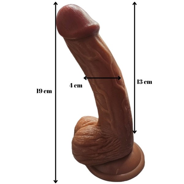 Gerçekçi Testisli Melez Dildo – 19 cm, Dolgun ve Yoğun Zevk