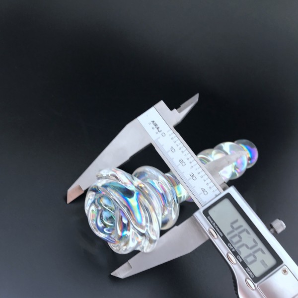 Multicolor Cam Anal Plug – Boğumlu, Gül Motifli (14,2 cm)