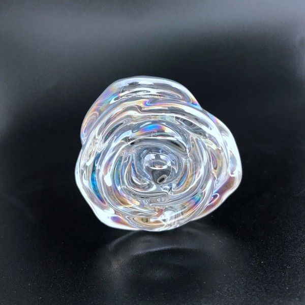 Multicolor Cam Anal Plug – Boğumlu, Gül Motifli (14,2 cm)