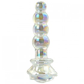 Multicolor Cam Anal Plug – Boğumlu, Gül Motifli (14,2 cm)