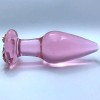 Pembe Cam Anal Plug – Taç Motifli Zarif Tasarım (11,6 cm)