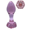 Pembe Cam Anal Plug – Çiçek Figürlü Romantik Dokunuş (9 cm)
