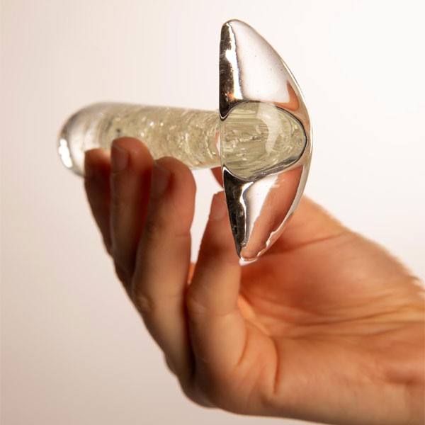 Karanlıkta Parlayan Pürüzsüz Beyaz Cam Anal Plug 12,6 cm