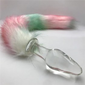 Renkli Tilki Kuyruklu Cam Anal Plug – Romantik ve Kışkırtıcı Tasarım