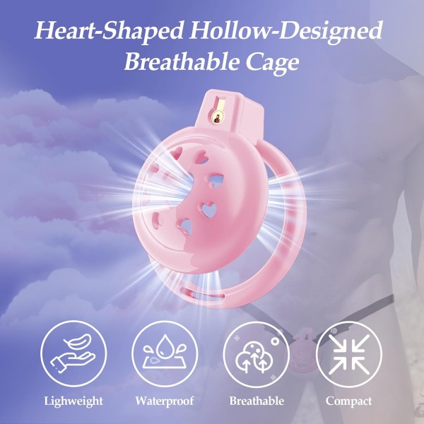 Kalp Desenli Yumuşak Silikon Erkek İffet Kafesi – Ayarlanabilir Konfor