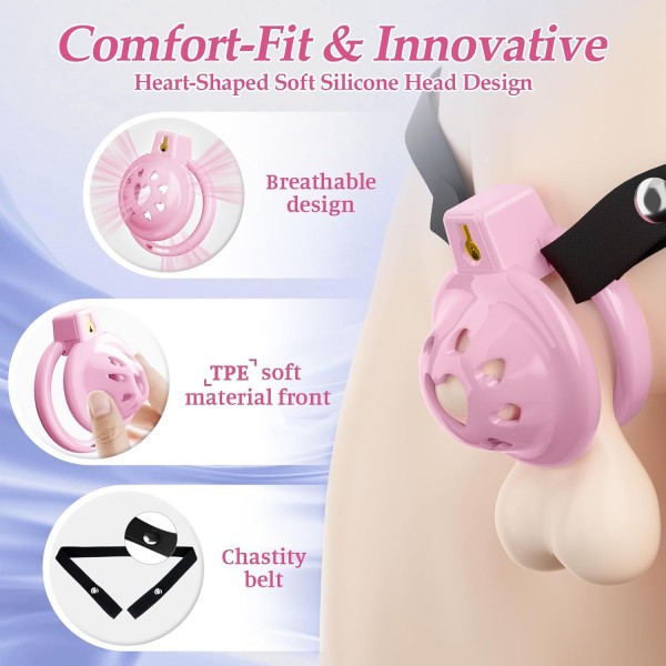 Kalp Desenli Yumuşak Silikon Erkek İffet Kafesi – Ayarlanabilir Konfor