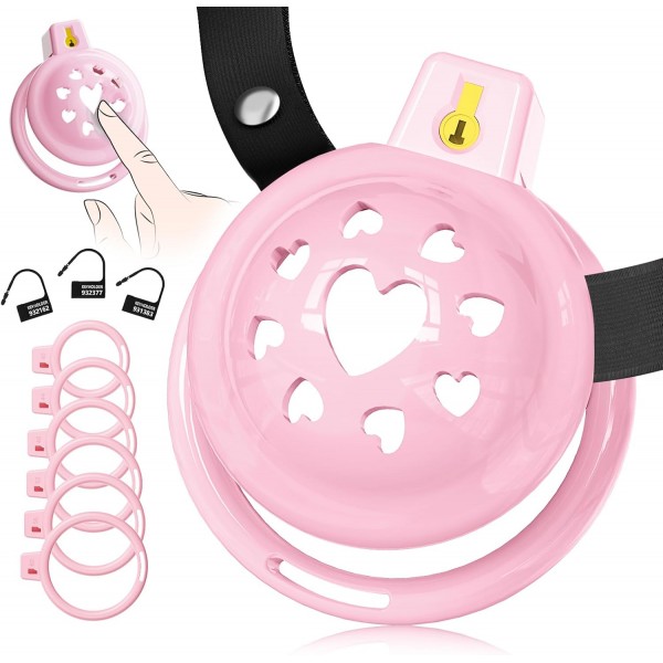 Kalp Desenli Yumuşak Silikon Erkek İffet Kafesi – Ayarlanabilir Konfor