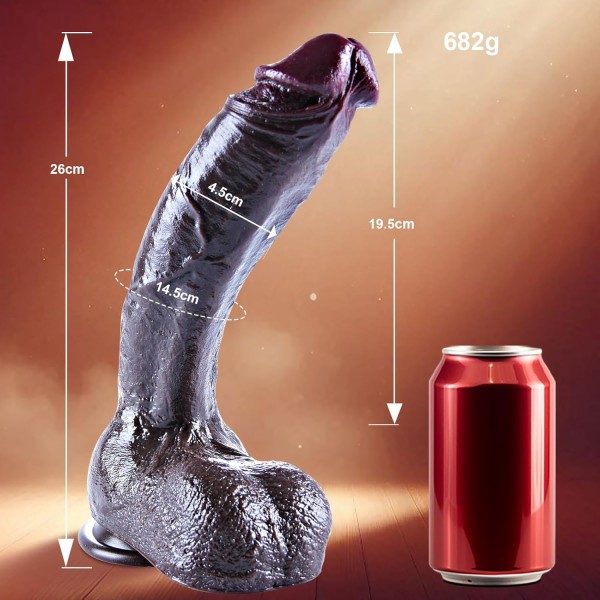 Black Giant Gerçekçi Silikon Dildo – Güçlü Vantuzlu XXL Model - 26 cm