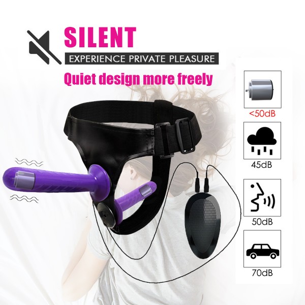Double Dong Titreşimli Belden Bağlamalı Strap-On – Çift Taraflı Bisex Dildo Vibratör