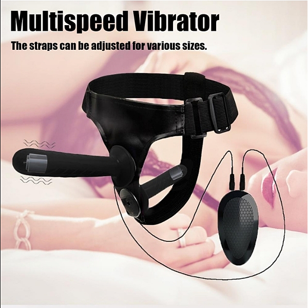 Double Dong Titreşimli Belden Bağlamalı Strap-On – Çift Taraflı Bisex Dildo Vibratör