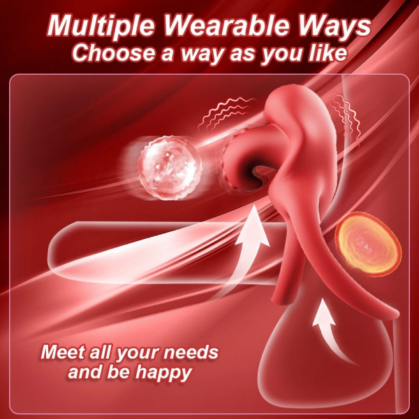 G-Noktası Uyarımlı Dilli Titreşimli Penis Halkası – Çift Yönlü Zevk