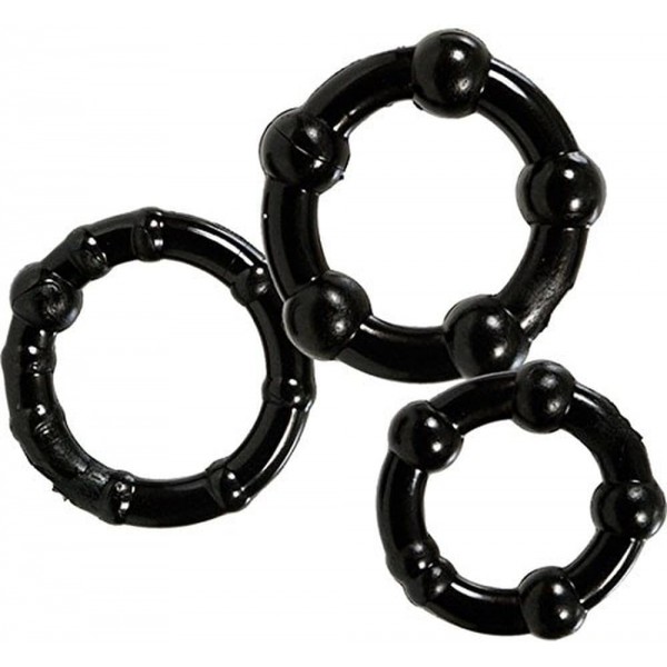 Stay Hard 3’lü Siyah Silikon Penis Halkası Seti – Farklı Boy, Yoğun His