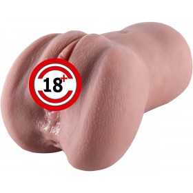 Çift Girişli Gerçekçi Vajinal & Anal Mastürbatör – Nodüllü İç Doku, Yumuşak TPE, 18 cm