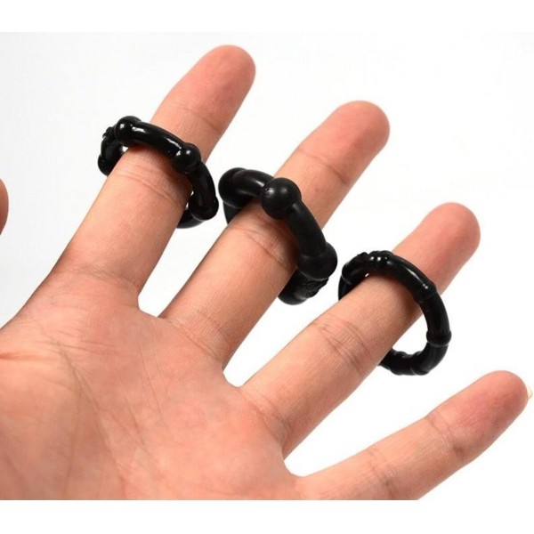 Stay Hard 3’lü Siyah Silikon Penis Halkası Seti – Farklı Boy, Yoğun His