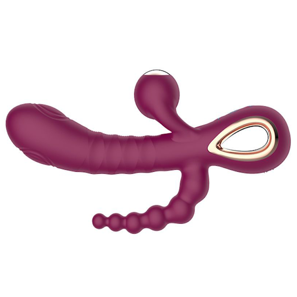 Aurora Love Maroon 3 Motorlu Triple Uyarım Rabbit Vibratör