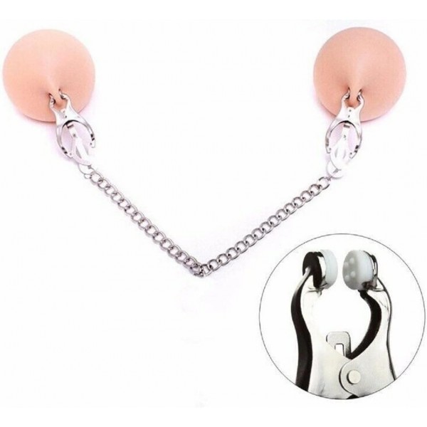 Extreme Zincirli Ayarlanabilir Metal Göğüs Kelepçesi