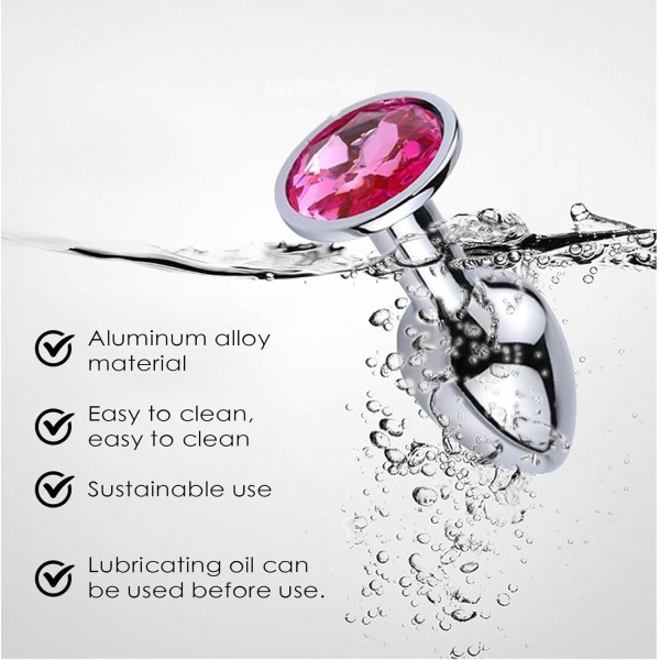 3’lü Pembe Kalp Taşlı Lüks Paslanmaz Çelik Anal Plug Seti (S/M/L)