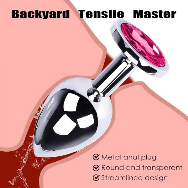 3’lü Pembe Kalp Taşlı Lüks Paslanmaz Çelik Anal Plug Seti (S/M/L)