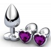 4’lü Mor Kalp Taşlı Anal Plug ve Titreşimli Bullet Seti (S/M/L)