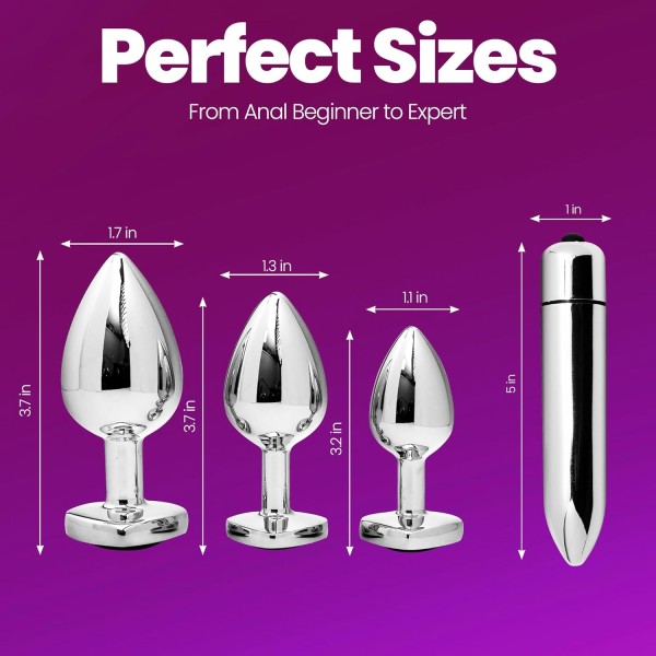 Kademeli Keşif İçin 4’lü Mor Anal Plug Seti