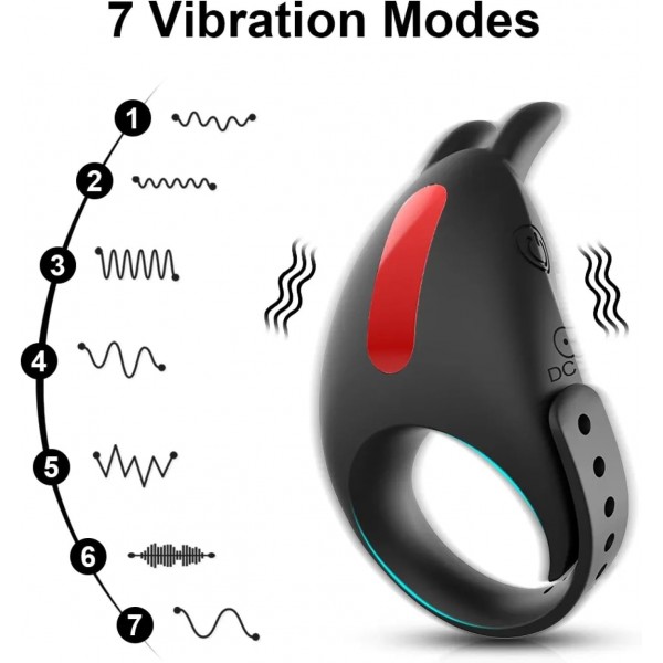 Ayarlanabilir Penis Halkası – 7 Titreşim Modlu ve Mastürbatör Uyumlu